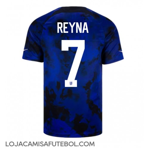 Camisa de Futebol Estados Unidos Giovanni Reyna #7 Equipamento Secundário Mundo 2022 Manga Curta